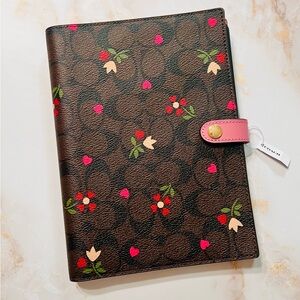 NWT COACH NOTEBOOK In Signature Canvas With Heart Petal Print